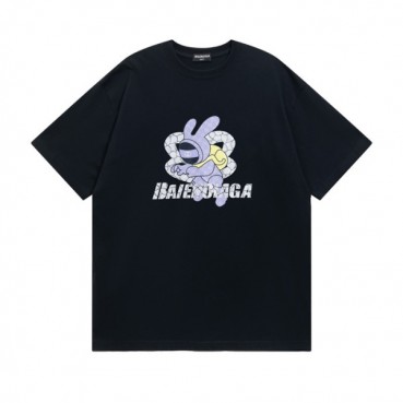 발렌시아가 남성 크루넥 블랙 반팔티 - Mens Black Tshirts 