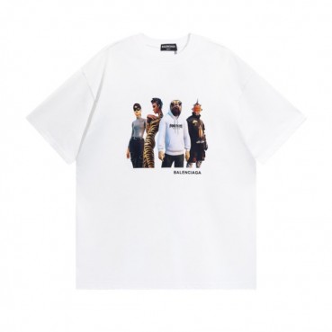 발렌시아가 남성 크루넥 화이트 반팔티 - Mens White Tshirts 