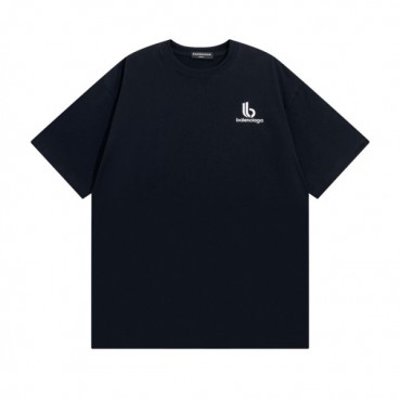 발렌시아가 남성 크루넥 블랙 반팔티 - Mens Black Tshirts 