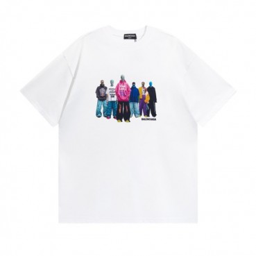 발렌시아가 남성 크루넥 화이트 반팔티 - Mens White Tshirts 