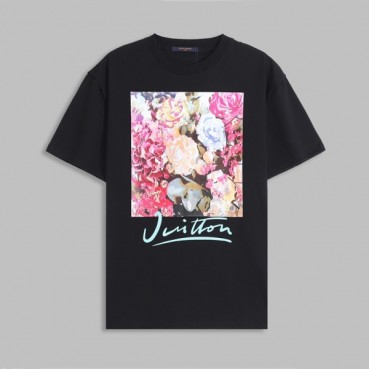 루이비통 남성 블랙 크루넥 반팔티 - Mens Black Tshirts 