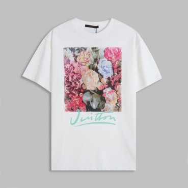 루이비통 남성 화이트 크루넥 반팔티 - Mens White Tshirts 