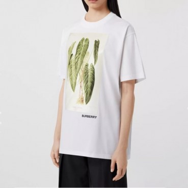 버버리 남/녀 화이트 크루넥 반팔티 - Unisex White Tshirts 