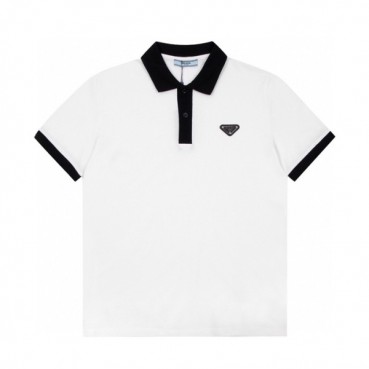프라다 남성 화이트 폴로 반팔티 - Mens White Tshirts 