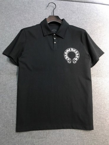 크롬하츠 남성 블랙 폴로 반팔티 - Mens Black Tshirts 