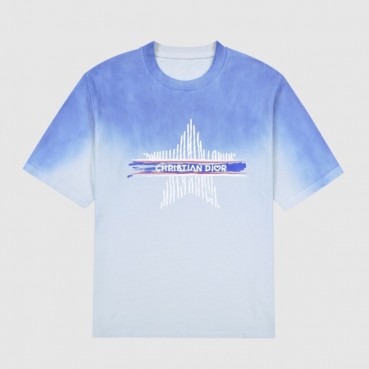 디올 남성 블루 크루넥 반팔티 - Mens Blue Tshirts 