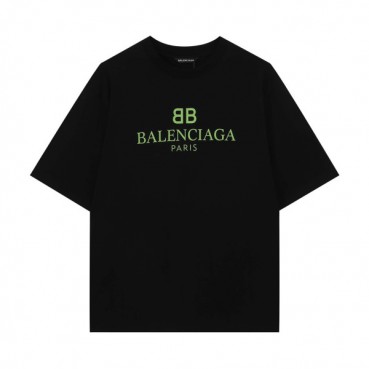발렌시아가 남성 크루넥 블랙 반팔티 - Mens Black Tshirts 