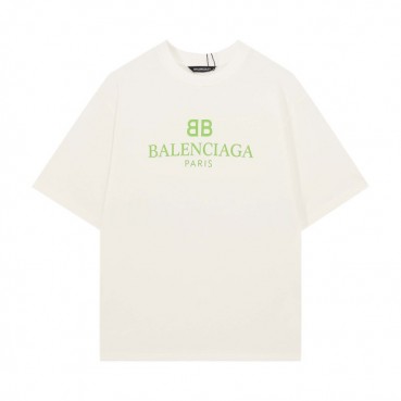 발렌시아가 남성 크루넥 아이보리 반팔티 - Mens Ivory Tshirts 