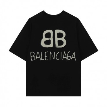 발렌시아가 남성 크루넥 블랙 반팔티 - Mens Black Tshirts 