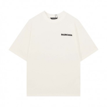발렌시아가 남성 크루넥 아이보리 반팔티 - Mens Ivory Tshirts 