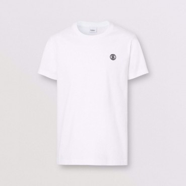 버버리 남성 화이트 크루넥 반팔티 - Mens White Tshirts 