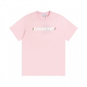 버버리 남성 핑크 크루넥 반팔티 - Mens Pink Tshirts 