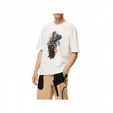 로에베 남성 이니셜 화이트 반팔티 - Mens White Tshirts 