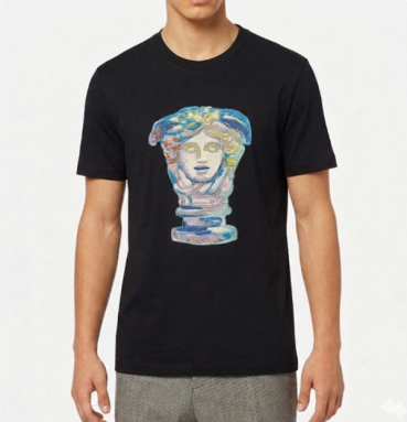 베르사체 남성 블랙 크루넥 반팔티 - Mens Black Tshirts 