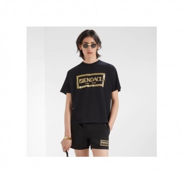 펜디 남성 블랙 크루넥 반팔티 - Mens Black Tshirts 