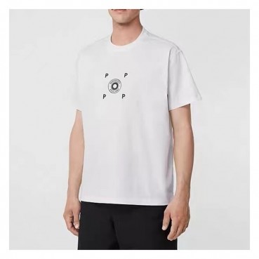 버버리 남성 화이트 크루넥 반팔티 - Mens White Tshirts 