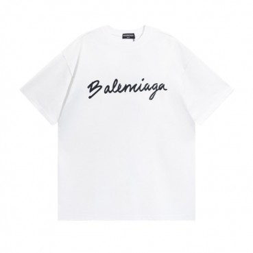 발렌시아가 남성 크루넥 화이트 반팔티 - Mens White Tshirts 