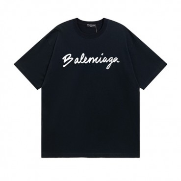 발렌시아가 남성 크루넥 블랙 반팔티 - Mens Black Tshirts 