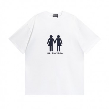 발렌시아가 남성 크루넥 화이트 반팔티 - Mens White Tshirts 