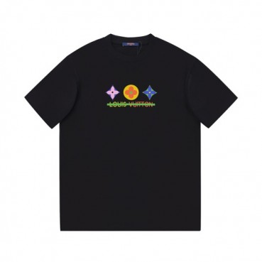 루이비통 남성 블랙 크루넥 반팔티 - Mens Black Tshirts 