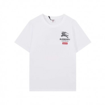 버버리 남성 화이트 크루넥 반팔티 - Mens White Tshirts 