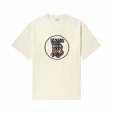 버버리 남성 아이보리 크루넥 반팔티 - Mens Ivory Tshirts 