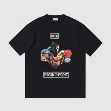 디올 남성 블랙 크루넥 반팔티 - Mens Black Tshirts 