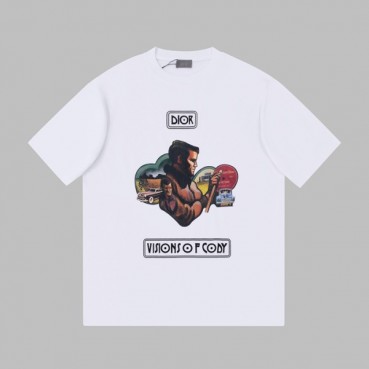디올 남성 화이트 크루넥 반팔티 - Mens White Tshirts 