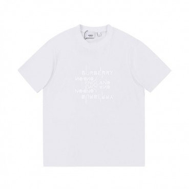 버버리 남성 화이트 크루넥 반팔티 - Mens White Tshirts 