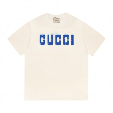 구찌 남/녀 아이보리 크루넥 반팔티 - Unisex Ivory Tshirts 