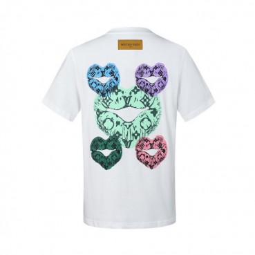 루이비통 남성 화이트 크루넥 반팔티 - Mens White Tshirts 