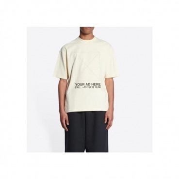 발렌시아가 남성 크루넥 아이보리 반팔티 - Mens Ivory Tshirts 
