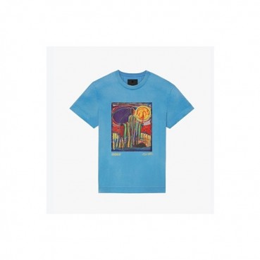 지방시 남성 크루넥 블루 반팔티 - Mens Blue Tshirts 