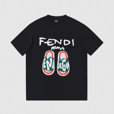 펜디 남성 블랙 크루넥 반팔티 - Mens Black Tshirts 