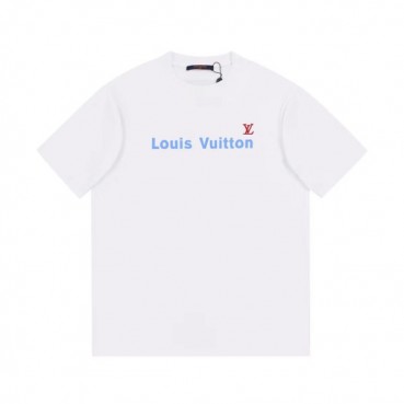 루이비통 남성 화이트 크루넥 반팔티 - Mens White Tshirts 