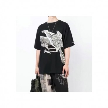요지야마모토 남성 블랙 크루넥 반팔티 - Mens Black Tshirts 