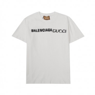 발렌시아가 남성 크루넥 화이트 반팔티 - Mens White Tshirts 