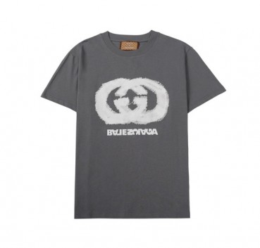 발렌시아가 남성 크루넥 그레이 반팔티 - Mens Gray Tshirts 