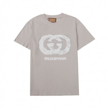 발렌시아가 남성 크루넥 그레이 반팔티 - Mens Gray Tshirts 