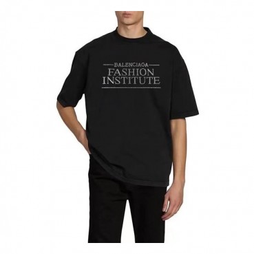 발렌시아가 남성 크루넥 블랙 반팔티 - Mens Black Tshirts 