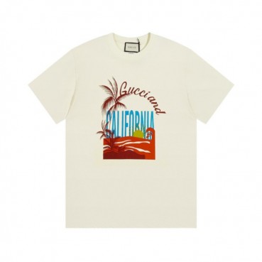 구찌 남/녀 아이보리 크루넥 반팔티 - Unisex Ivory Tshirts 
