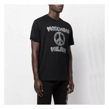 모스키노 남/녀 크루넥 블랙 반팔티 - Unisex Black Tshirts 