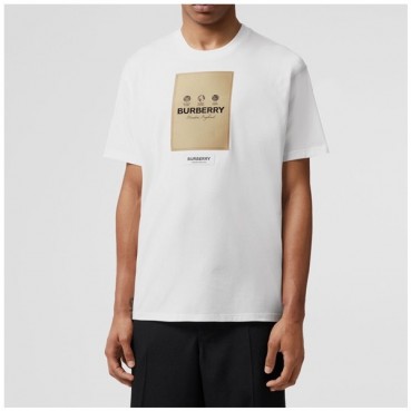 버버리 남/녀 화이트 크루넥 반팔티 - Unisex White Tshirts 