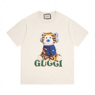 구찌 남/녀 아이보리 크루넥 반팔티 - Unisex Ivory Tshirts 