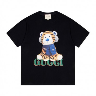 구찌 남/녀 블랙 크루넥 반팔티 - Unisex Black Tshirts 