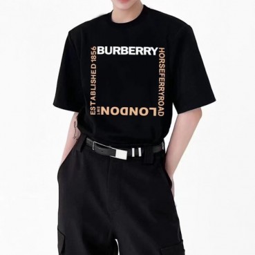 버버리 남/녀 블랙 크루넥 반팔티 - Unisex Black Tshirts 