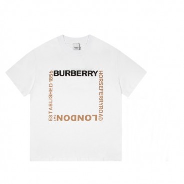 버버리 남/녀 화이트 크루넥 반팔티 - Unisex White Tshirts 