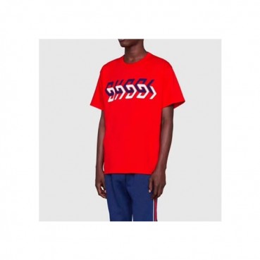 구찌 남성 레드 크루넥 반팔티 - Mens Red Tshirts 