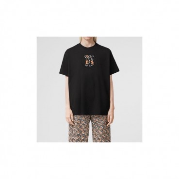 버버리 남/녀 블랙 크루넥 반팔티 - Unisex Black Tshirts 