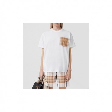 버버리 남/녀 화이트 크루넥 반팔티 - Unisex White Tshirts 